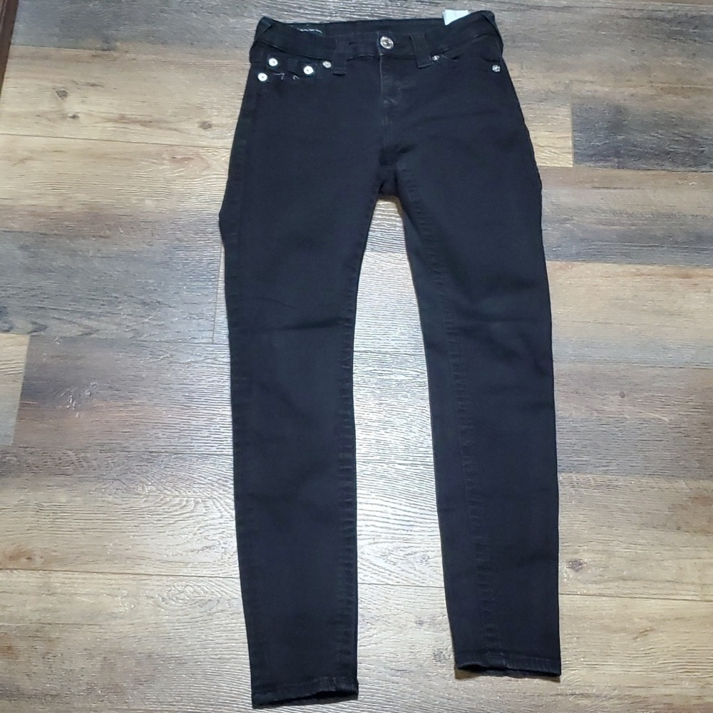 True religon Halle black mid rise super skinny jeans